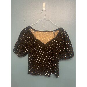 Madewell Womens Wrap Shirt Size  Aprox.S Corduroy PuffSleeve Oval Dot no tags